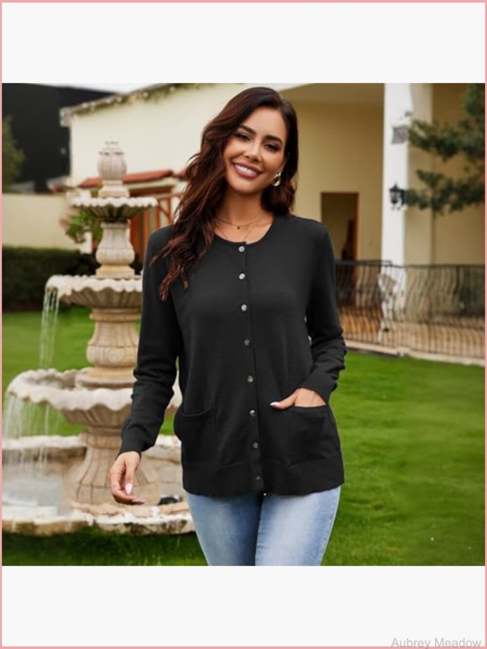 Long Sleeve Knit Open Front Cardigan with Pockets - Picture 2 of 6